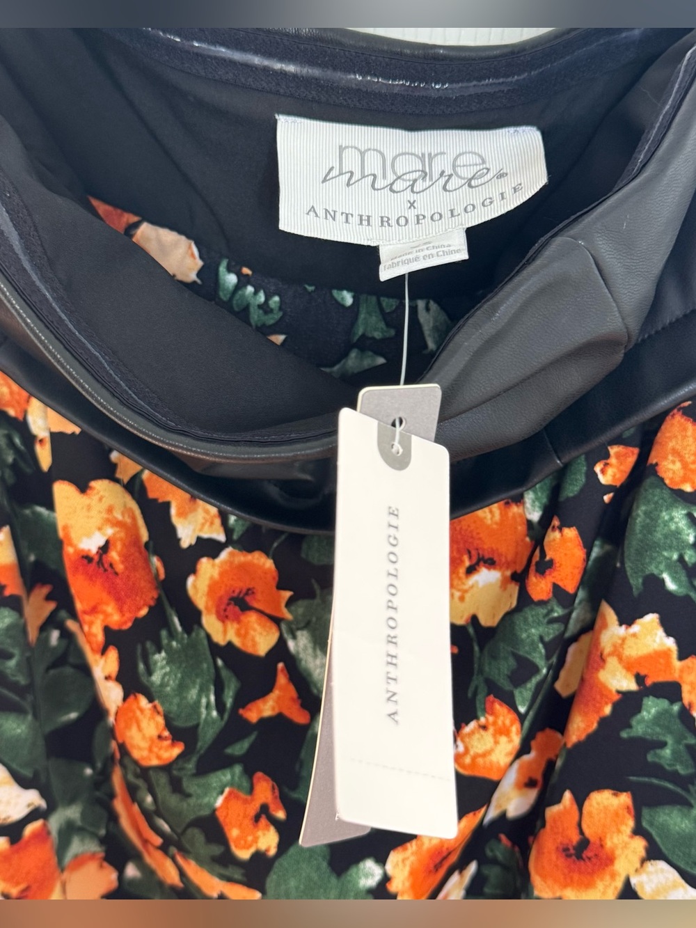Anthropologie X Mare Mare Faux Leather Maxi Dress Floral New Size XS Strapless - Picture 9 of 16